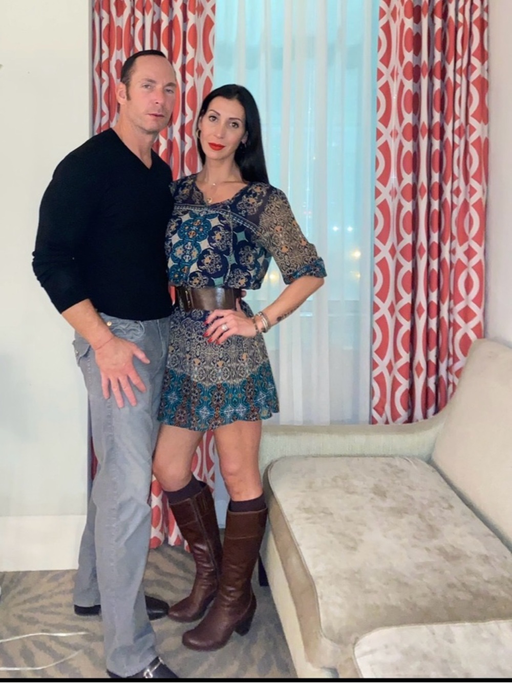Boho Print Mini Dress | Navy/Teal Peasant Dress Flowy Festival Boutique Dress M - Picture 6 of 6